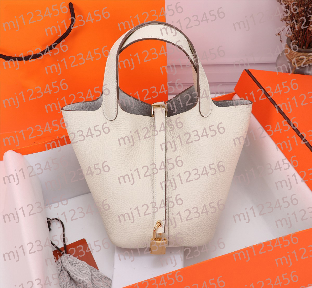 10A Mirror Quality 18CM 22CM Litchi Grain Leather Women's Bucket Bag High Quality Soft Niche Handbag Mom's Bag Fashionable Design Elegant