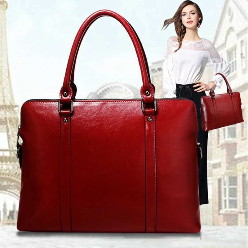New 100 Genuine Leather Briefcase For Woman 14 156 inch Laptop Bag Womens Business Tote Office Ladies Shoulder Messenger Bags W250912-image-1074891624
