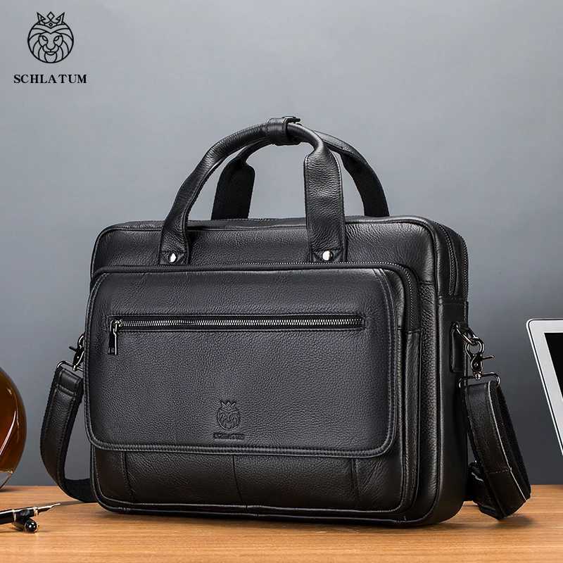 SCHLATUM Genuine Leather Briefcases Hard For Men 16 Inch Office Bussiness Computer Bag Luxury Vintage Handbags W250912