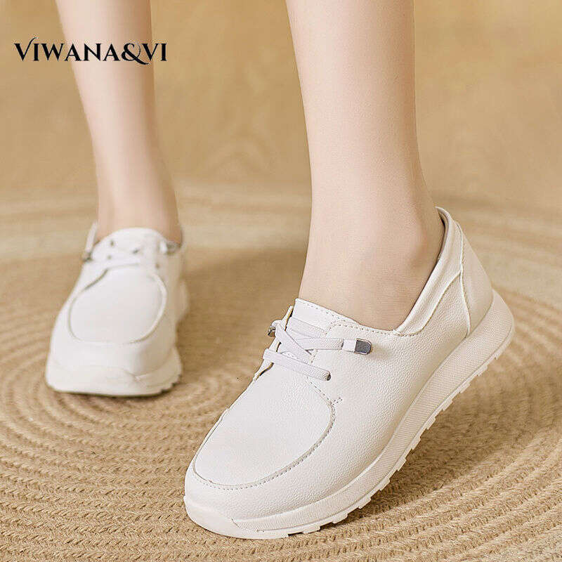 VIWANA White Sneakers For Korean Style Slip On Black Sports