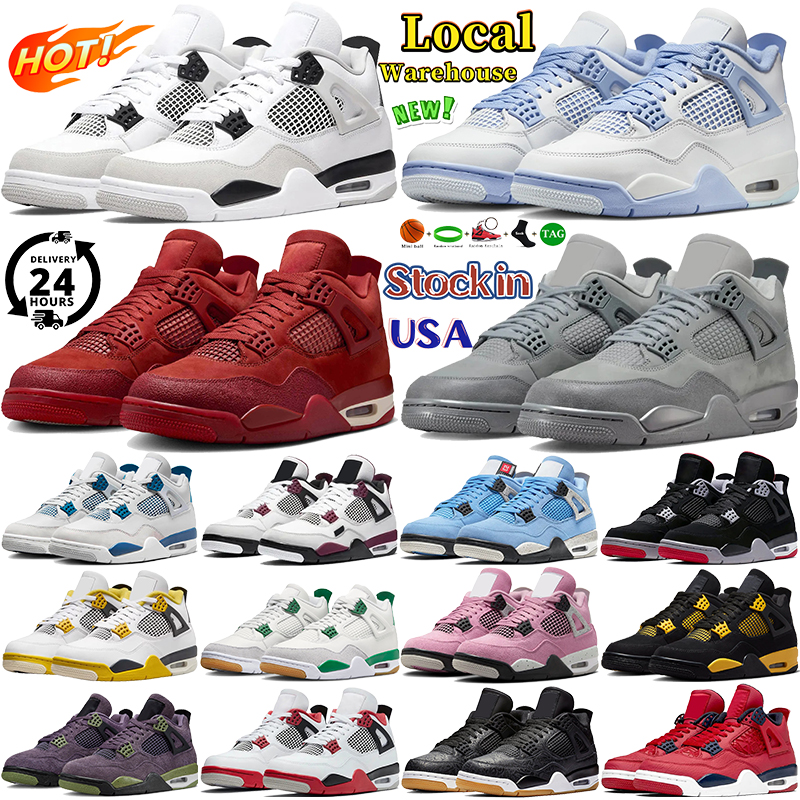 Entrepôt local Mens 4 Chaussures de basket-ball Femmes 4s Chaussures de créateurs Blanc Navy Military Bleu Rired Reimagined Thunder Brick Mid Spo