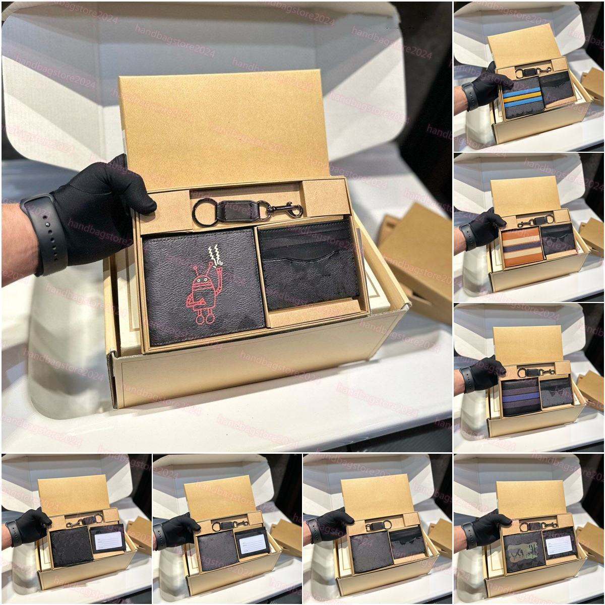Classic leather three in one wallet designer coa iconic card bag coa Sacoche men's high quality leather three piece set CHARTER handbag Hass Sa