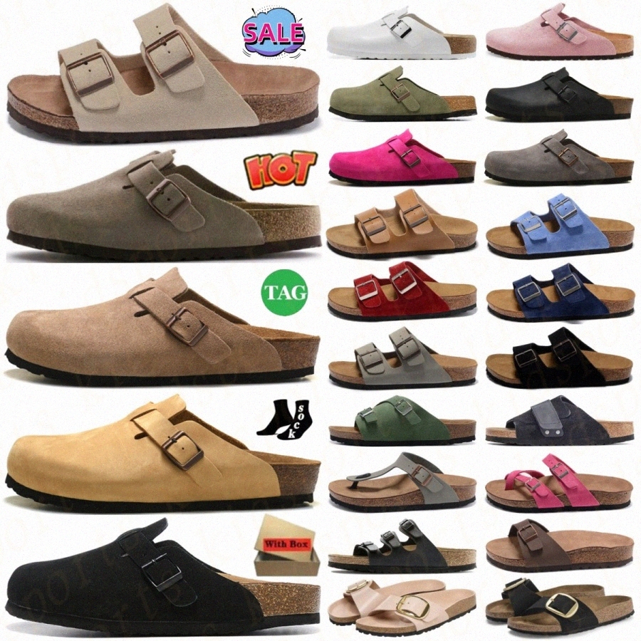 Clogs slippers boston Clog sandals slides slipper mens womens sliders Cream Dark Brown Suede Taupe Black Clog Designer Sandal Flat FliplYtN#-image-959230092