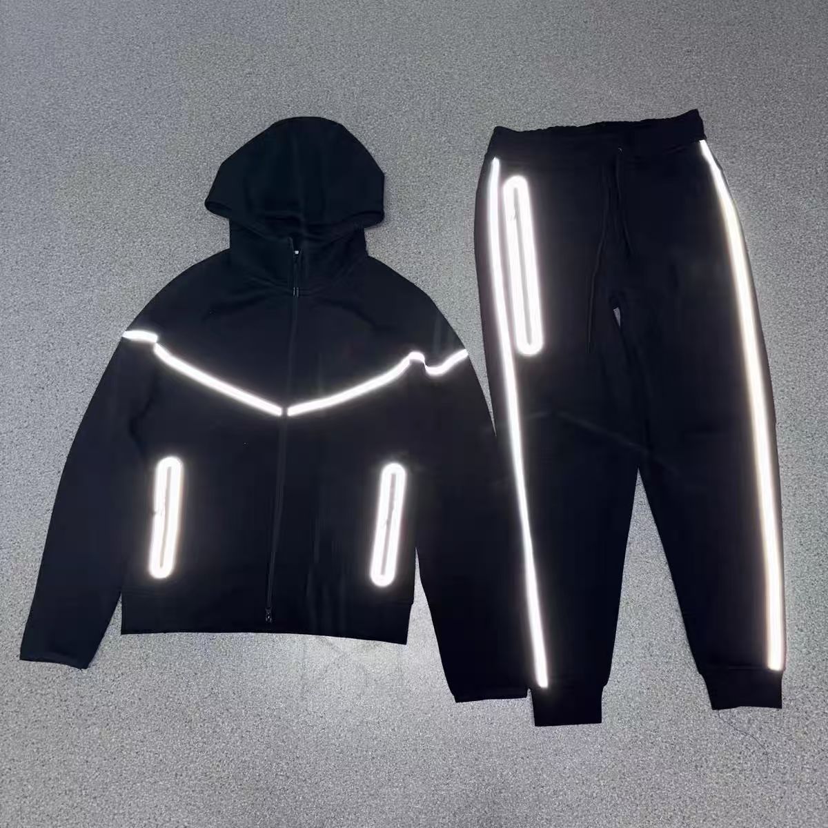 New season Reflective Tracksuit Designer Black Hoodie Mens Thick Track suits Casual Sport Sweatpants Unisex Trousers Joggers Pants Outdoor tech T-image-968338856