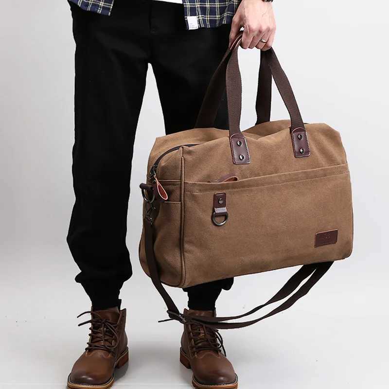Men Canvas Handbag Casual Business Bags Fit 156 inch Laptop Fashion Fitness High Quality Travel Shoulder Bag W250912-image-1074891756