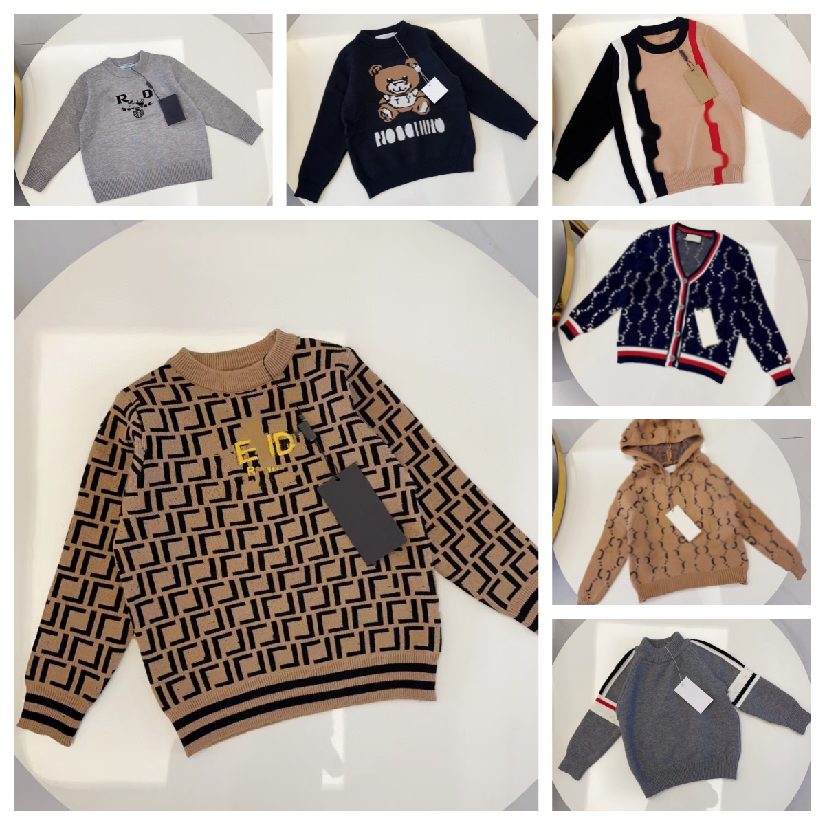 Pull de créateur Badge brodé bébé sweat-shirt garçons filles collier haut col rond unisexe
