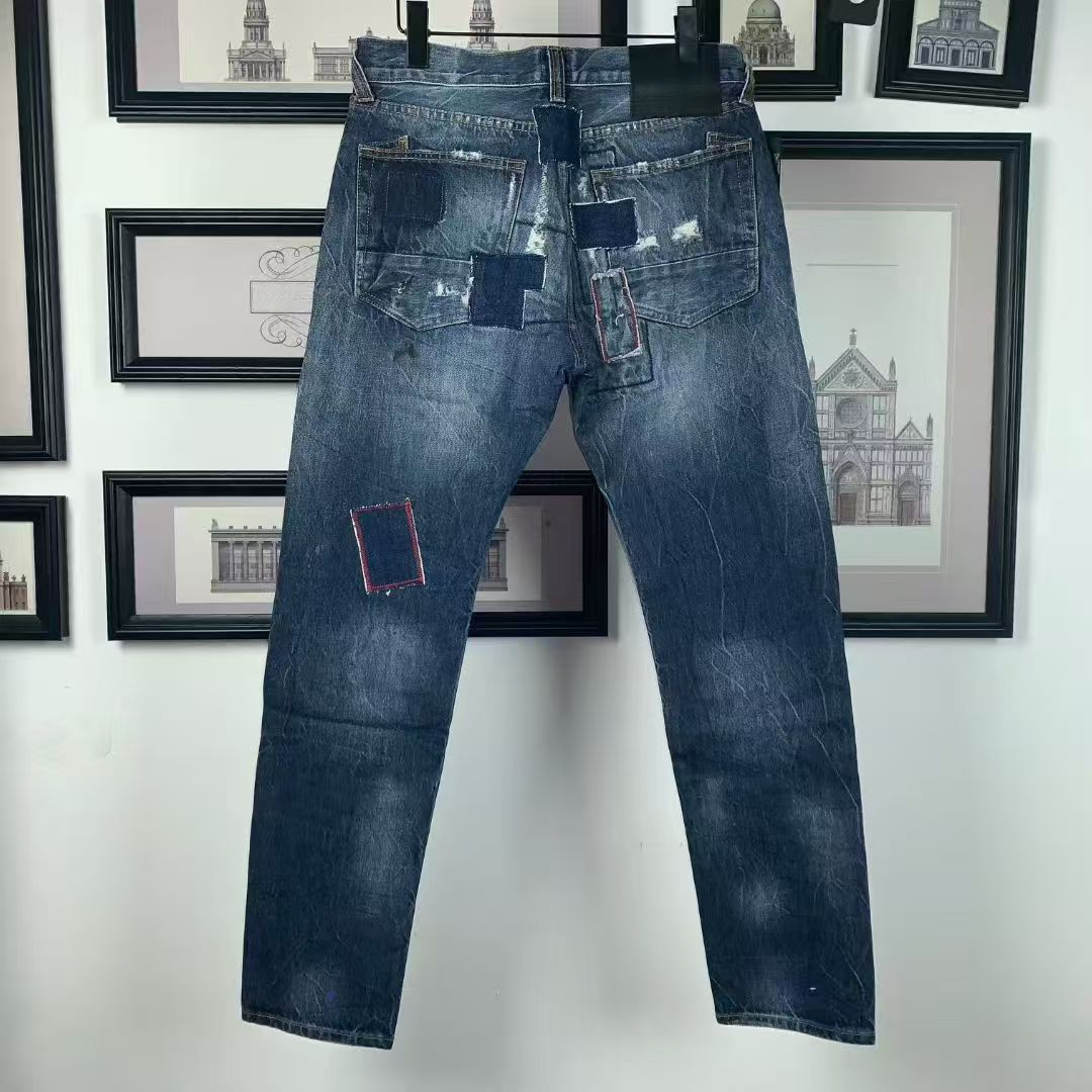 Brand de luxe de concepteur en jean lavé et en détresse procédé de pantalon en denim déchiré et corrigé