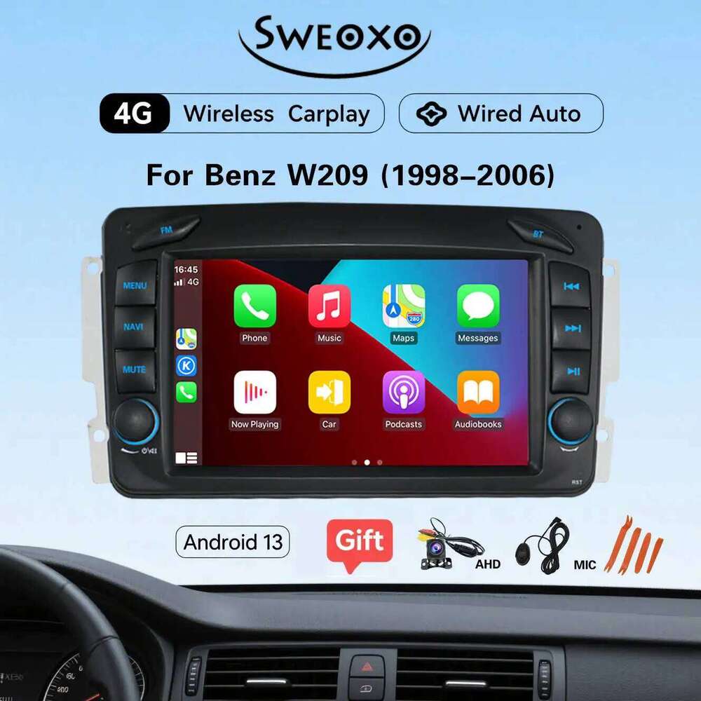 Applicable to the new Mercedes-Benz W209 7-inch, year 1998-2006, Android 13 multimedia display and car player-NO07-image-1075156186