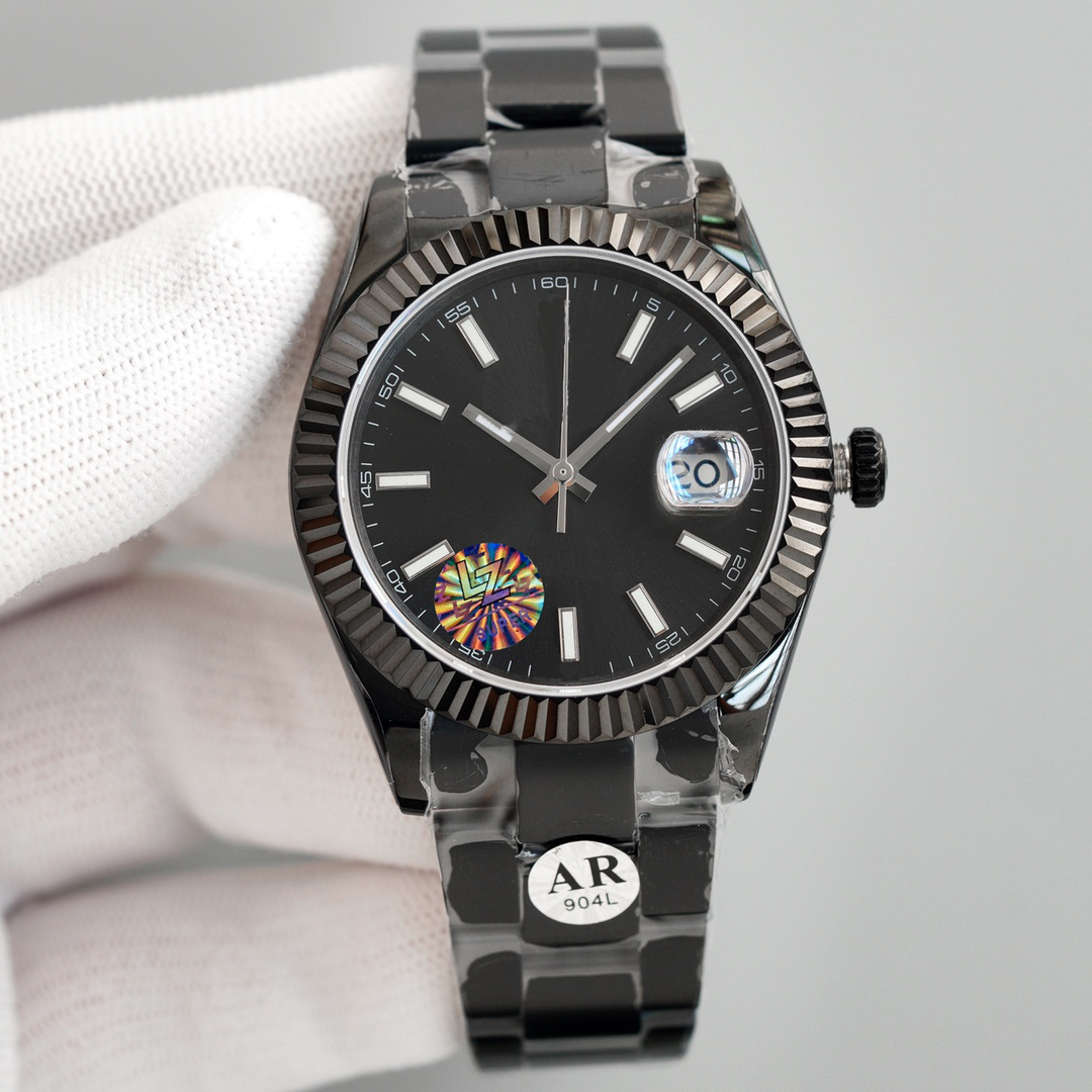 Date Just Designer Mens Watch 41 mm Noir Dalle de haute qualité 904L STRAPE D'ACIER SOI