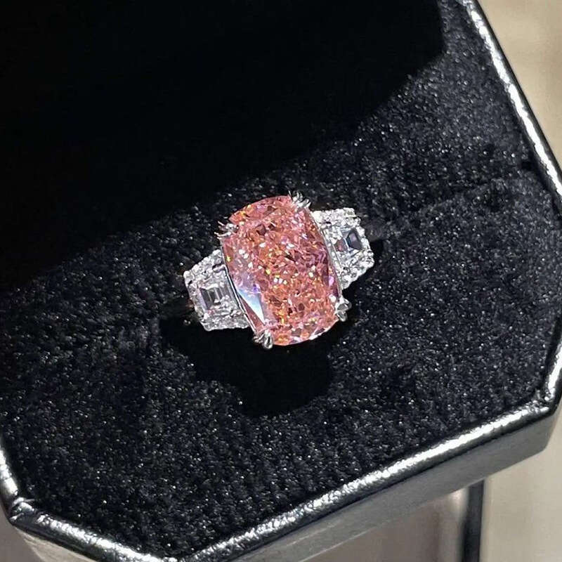 Bague de luxe de créateur lourde artificielle rose grande fleur topaze cocktail bagues de fiançailles pour femmes anneaux de zircone cubique anne