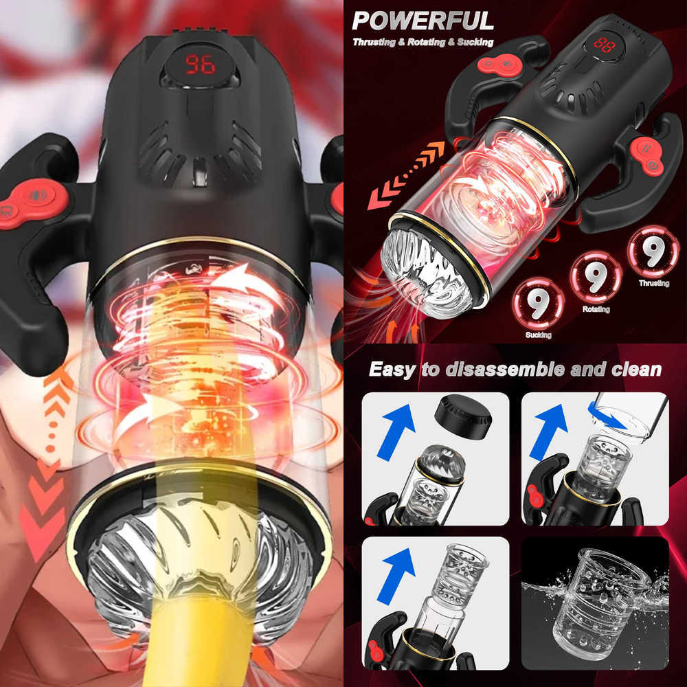 Giocattolo sessuale di coppa maschile automatica maschile per uomini 9 succhiare il mascoll del pene vibratore rotante vibratore