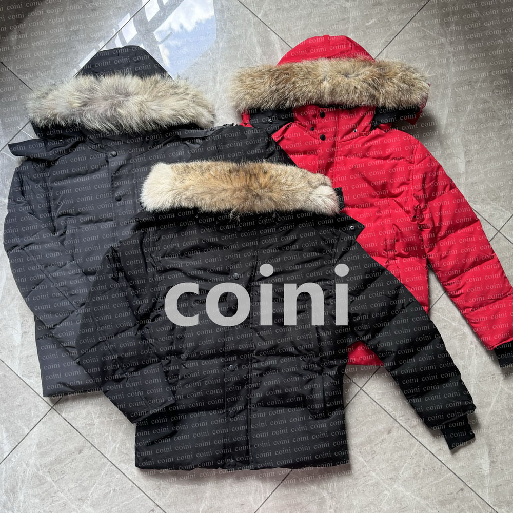 Mens Winter Down Jacket Designer Coat Real Big Wolf Fur Women Wyndham Overcoat Clothing Fashion Winter Jacket Outerwear Parka