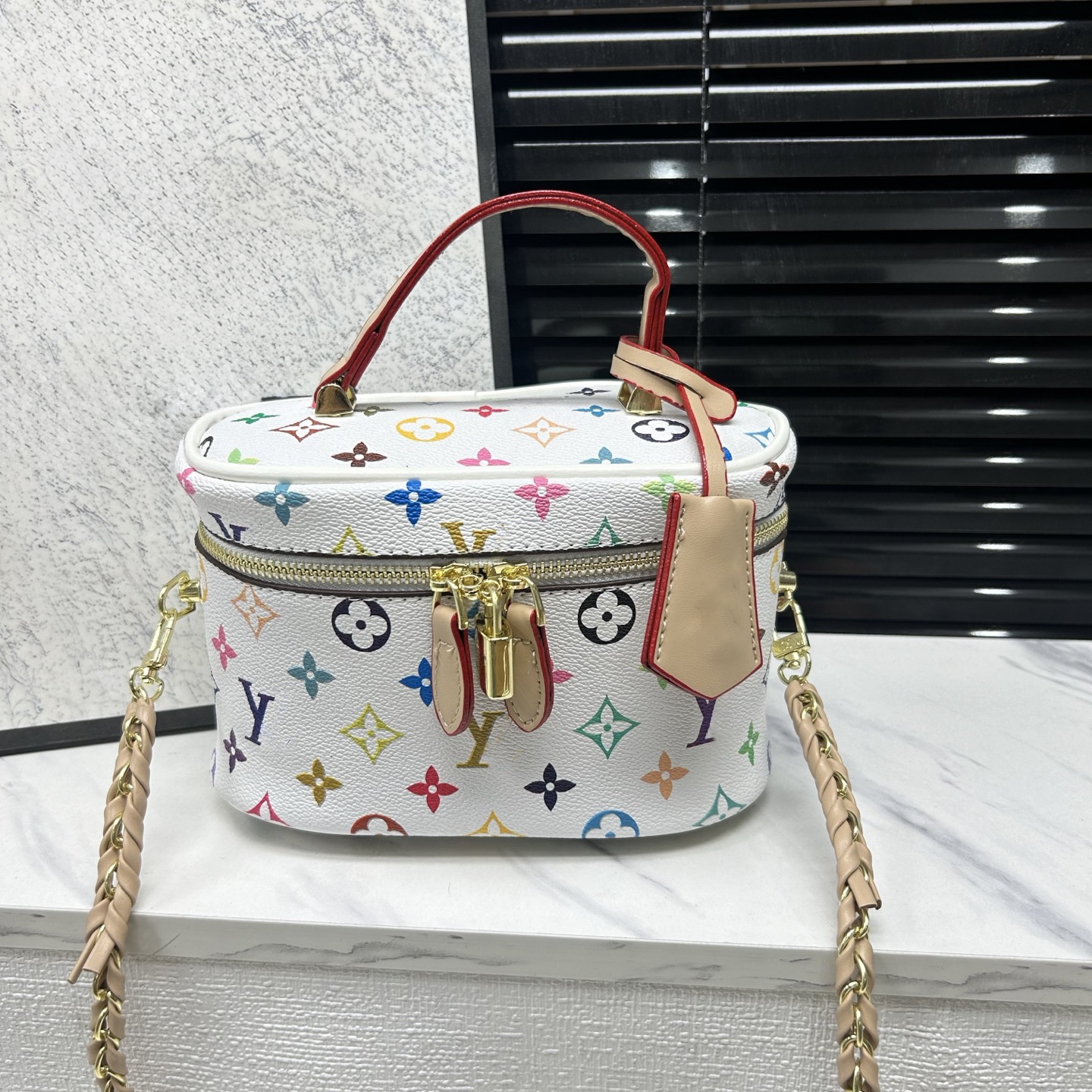 Fashion Textured Vanity Bag handbag shoulder Crossbody bag, Secure Zippers Compact Size, Great Carrying Cosmetics Small Items, Suited for Commutes &