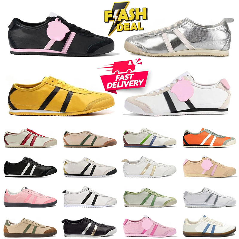 2026 nouvelles chaussures casual designer tiger mexico 66 baskets noir rose blanc jaune argent extérieur sport hommes femmes mocassins sneakers p
