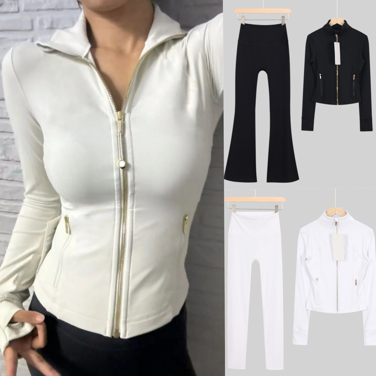 women&#039;s lululemoonse yoga set Women jacket and leggings set High waist and butt lift Essential for the gym outdoor sports and everyday wear-image-1075348496