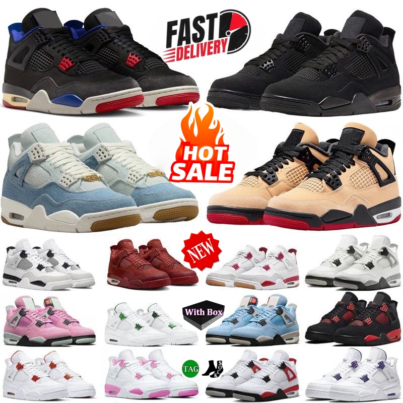 With Box Designer shoes 4 4s basketball shoes 2026 Pizza Black Cat White Cement Brick by Brick Bred Reimagined Military Thunder men women trainers s