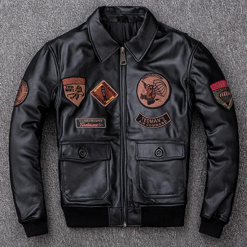 Genuine Leather Jackets Plus Size 5XL G1 Air Force Pilots Sheepskin Thicken Warm Jacket Mens Vintage Classic Coat 250915 0f