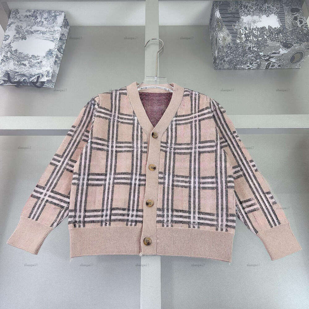 Top baby cardigan spring V-neck child sweater kids designer clothes Knitted girl boy pullover Cross stripes hoodie A821X23N281-b-image-1075438002