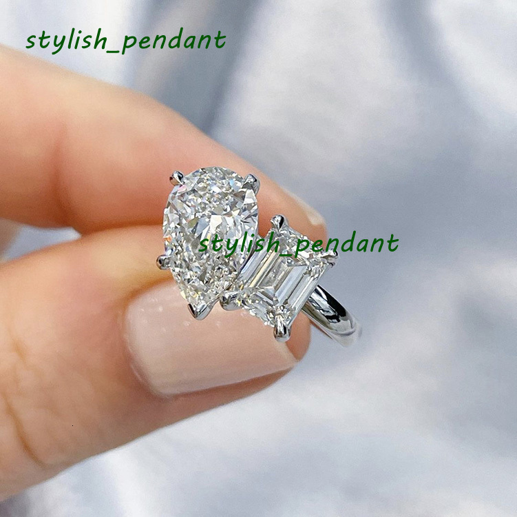 YuyingGems Custom New Design 14K White Gold EmeraldPear Moissanite Diamond Engagement Women Jewelry Ring