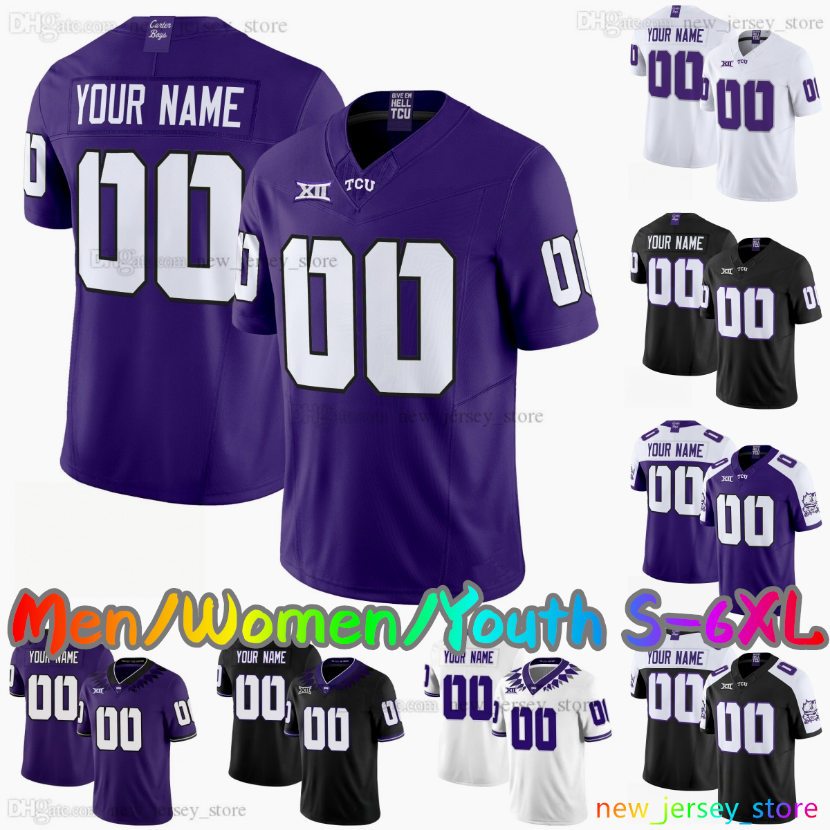 2025 Custom S-6XL TCU Horned Frogs Cougars Football Jersey 10 Josh Hoover 6 Trent Battle 9 Ken Seals 26 Jeremy Payne 2 Kevorian Barnes7 Dwyer 2 J-image-887099006