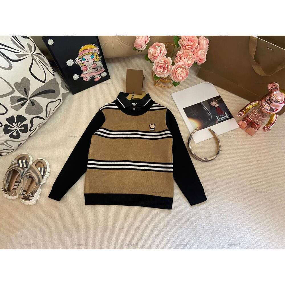 Top kids cardigan Shirt collar child sweater kids designer clothes Autumn Embroidered letters baby Knitted jacket A821X23N286-image-1075438261
