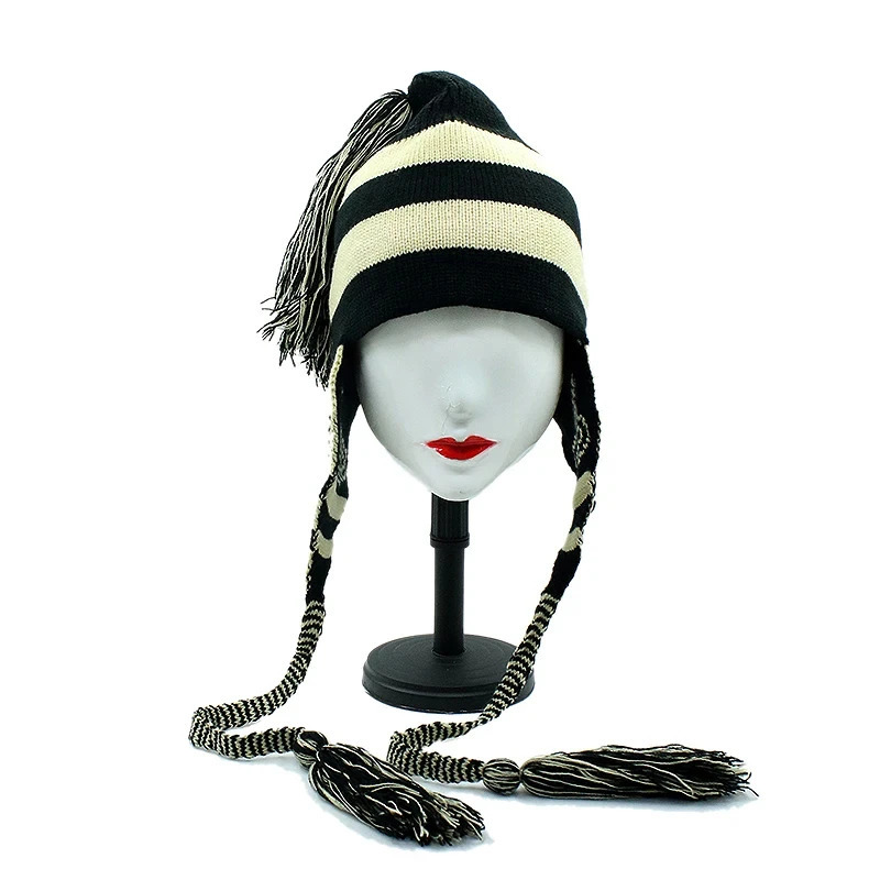 Nana Anime Shinichi Okazaki Caps Ladie Winter Hand Knitted Bomber Cosplay Street Ear Protection Warm Wool Tassel Russian Hat 250917
