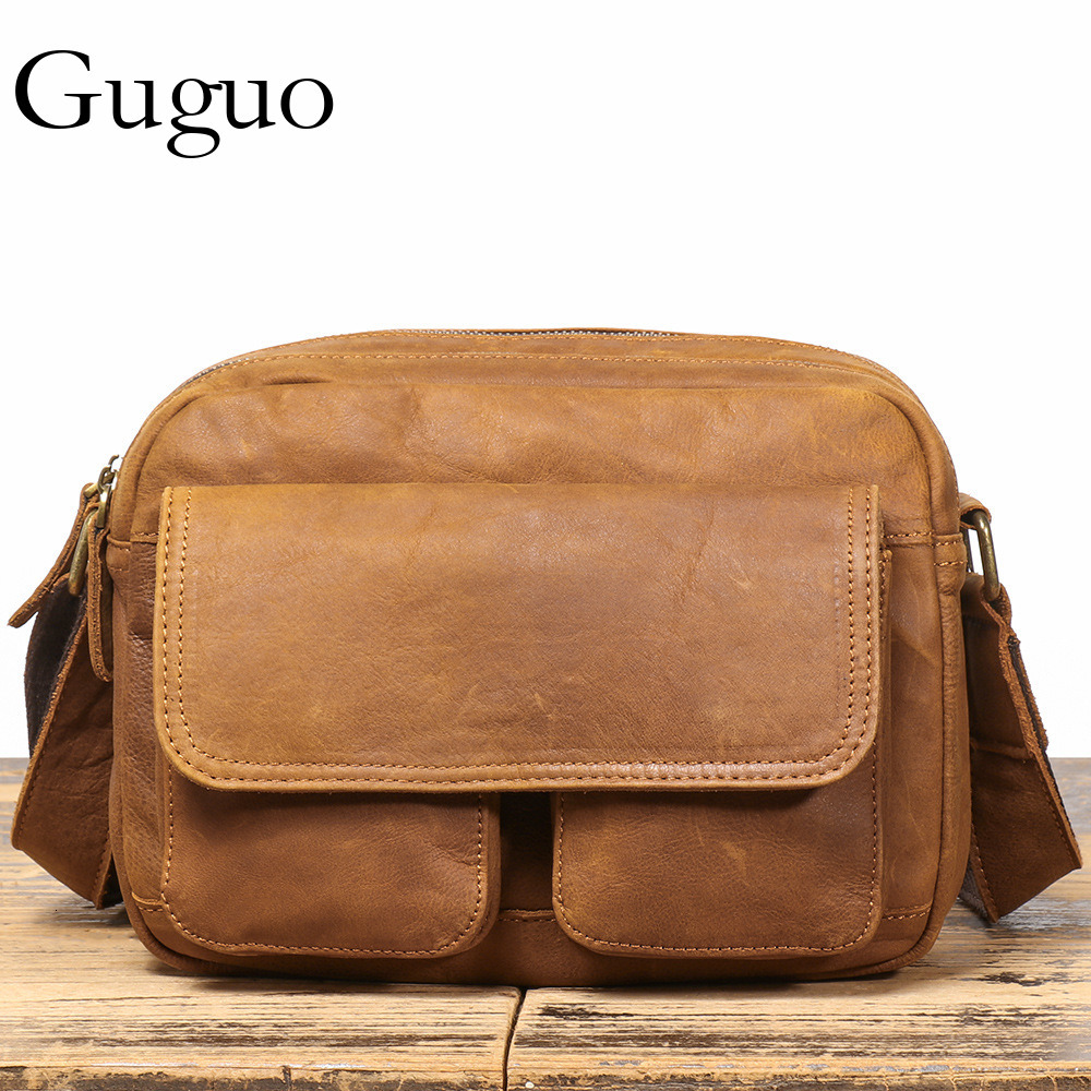 Guguo Livraison gratuite nouveau sac de créateur 2025 en cuir authentique en cuir en cuir masculin sac à carres de vaches de vache sac à corps cr