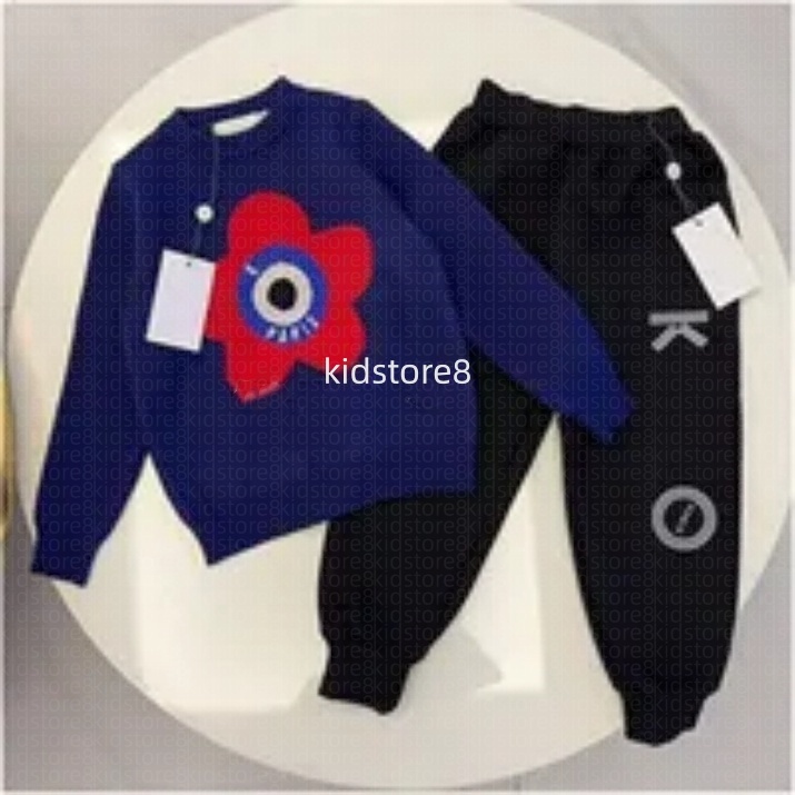 Kids designer Girls boys clothes 2 piece set autumn long sleeved sweaters fashion designer hoody stripe shirts with blue denim pants childrens casua