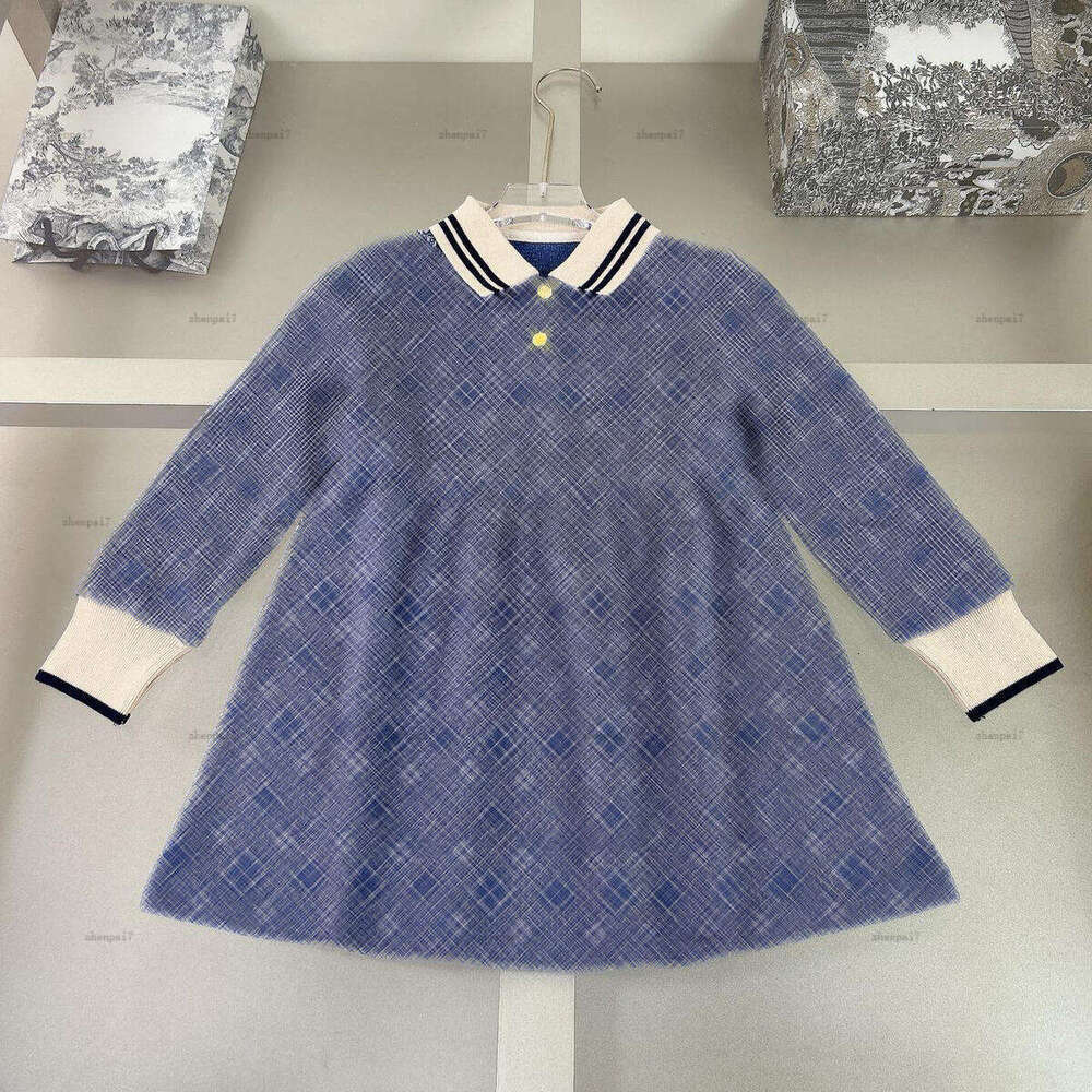 Top girl dress child Golden buttons Long-sleeved partydress baby skirt kids designer clothes autumn girls frock A219X06N000-image-1075437908