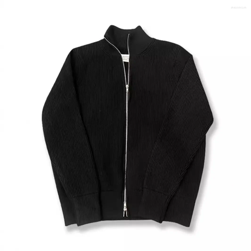 Men's Hoodies High-Weight Knitted Sweater Coat Luxurious Design Double Zipper Half-High Collar Warm Spring Outerwear For Men Quartangle Styl