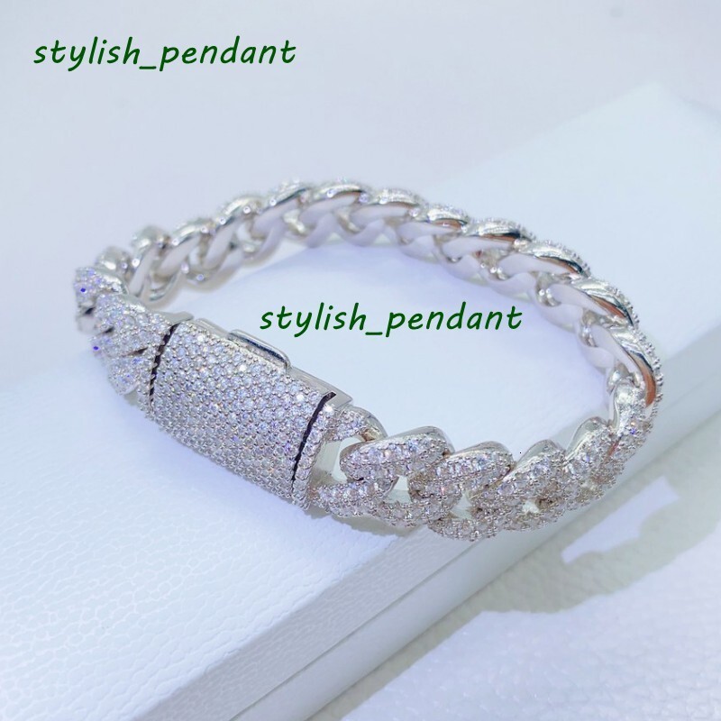 New Fashion Chain Bracelets Diamond Passed Test 12mm 6/7/8inch S925 Sterling Silver Moissanite Miami Cuban Bracelet Chain Links for Men Women Nice G
