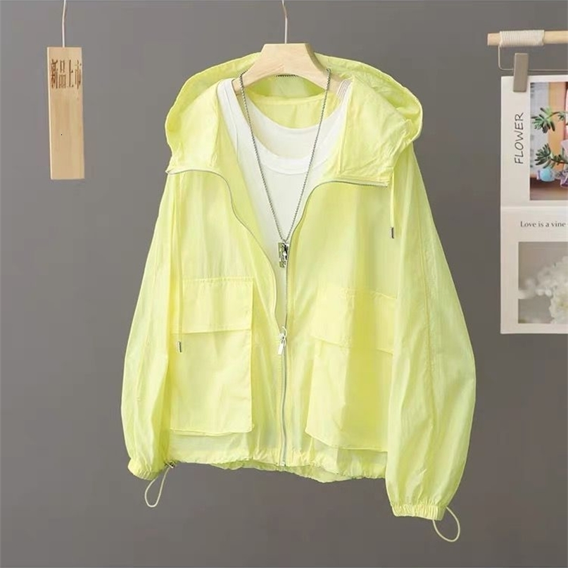 Crème solaire d'été Hooded Lightweight Windbreaker 2025 Veste mince extérieure respirante pour femmes plus trench de taille 2550918