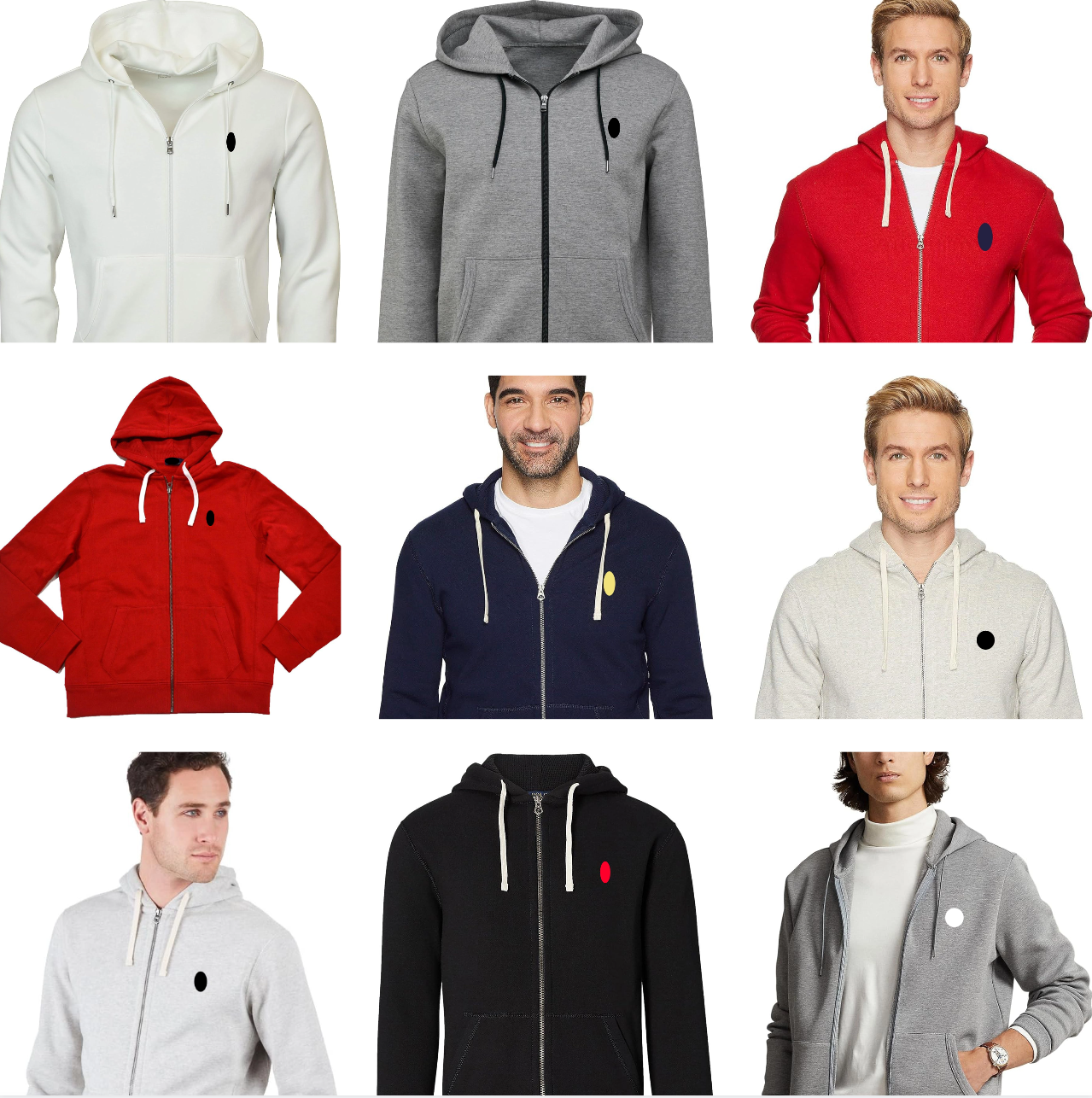 Sweat à capuche de créateur en pur coton 1 1 de la même source, luxueux sweat à capuche à fermeture éclair tricoté double face pour hommes