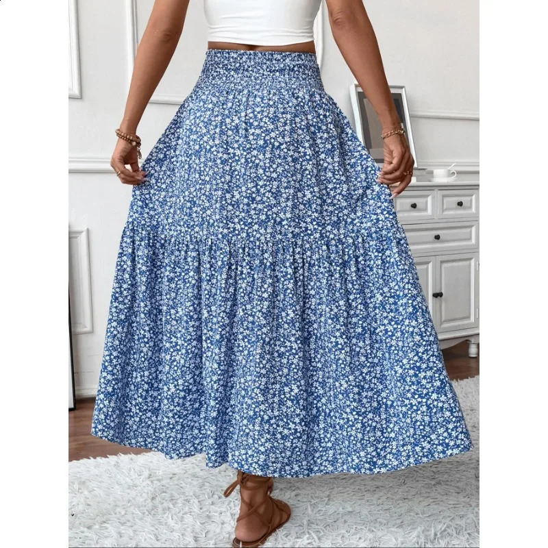 Plus Size Womens 1XL5XL Fashionable Casual Loose Elastic Waist Long Skirt Ladies Floral Printed Comfortable Half 250918