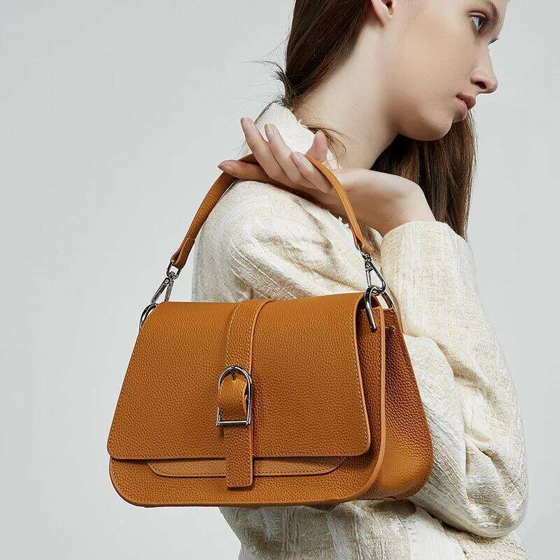 Designer Bags Burminsa Cowhide Genuine Leather Half Moon Crossbody Bags For Women Designer Top Handle Purse Saddle Ladies Handbags Hot Selling