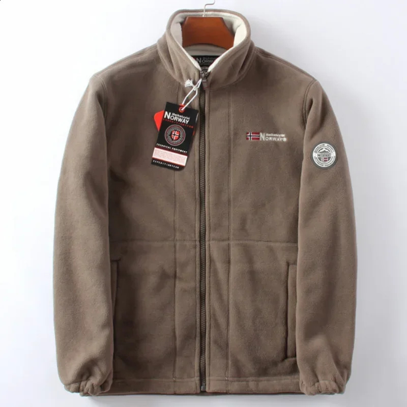 Winter Mens Fleece Jacket Pockets Solid Color Casual Polar ColdProof Thickened Warm Clothes Plus Size Outwear 250918