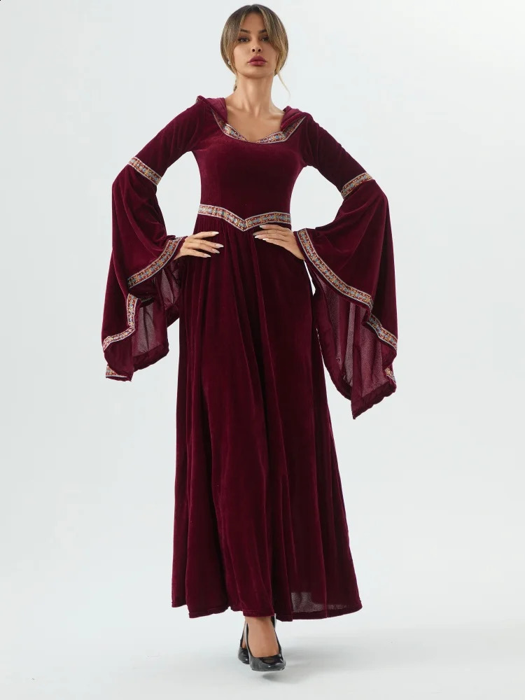 Medieval Retro Gothic Hoodie Witch Long Skirt Womens Party Dress Cosplay Halloween Adult Costume 250918BJ