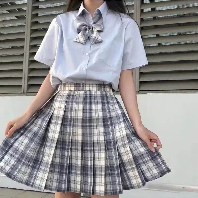 Plus Size Original Japanese Style Student Plaid A Line Skirt Womens High Waist Mini Summer Fashion College Wind Half 250918