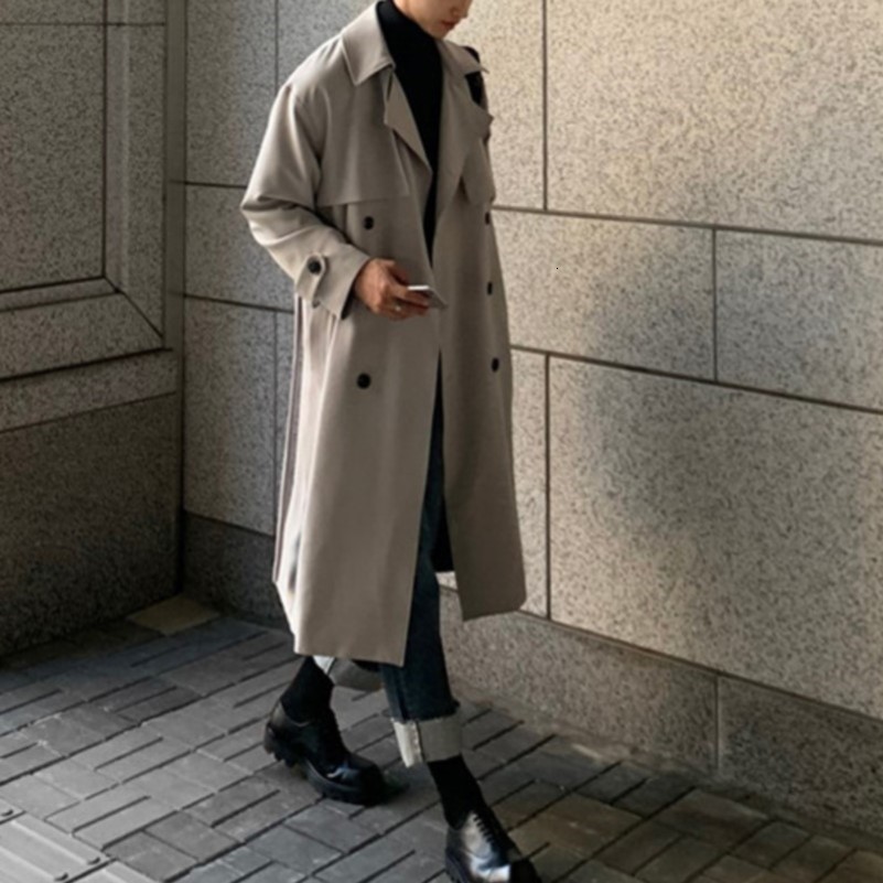 Trench coat man Long Trench Korean Mens Fashion Overcoat Male Windbreaker Streetwear Men Coat Outer Wear Clothing 250918BJ