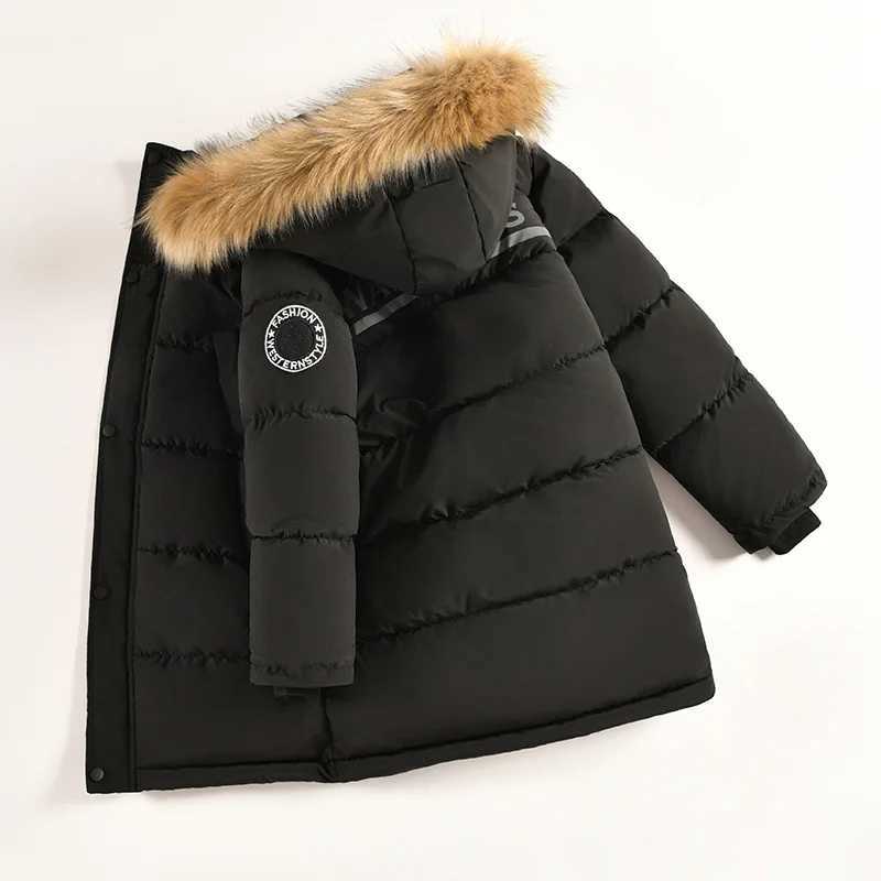 Children Down Jacket 2025 Winter Teen Boys Long Fur Collar Hooded Velvet Thicken Warm Parkas Coat Fashion Kids Clothes Outerwear J250915 W251023-image-1081344423