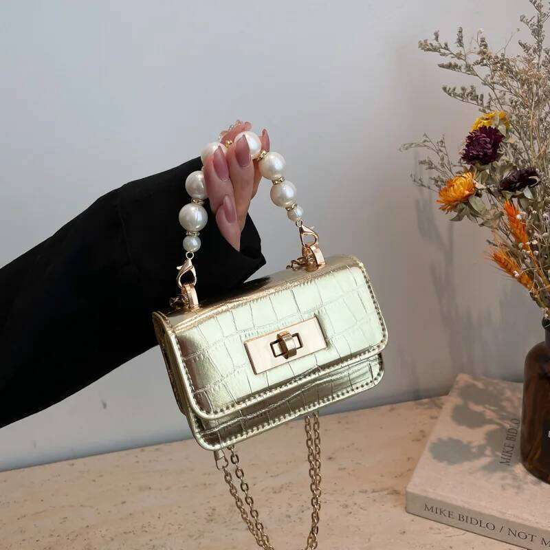 Sacs de créateurs Femmes Brand Pu Leather Alligator Modèle Crossbody Forme Casual Chain Lock Perle Volet Messager Sac Hot Vendre
