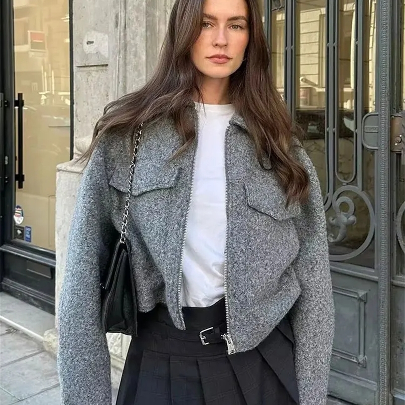 Trafza Femmes Elegant Elegant Veste Solid Pocket Front Pocket Long Manchet Vestes à manches longues pour femme Fashion Automne Outwear occasionne