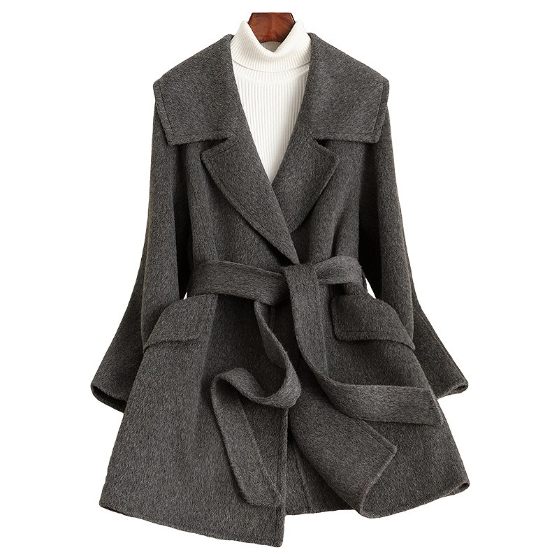 D5388 Nouveau manteau de laine mince à lacets à lacets d'automne et d'hiver