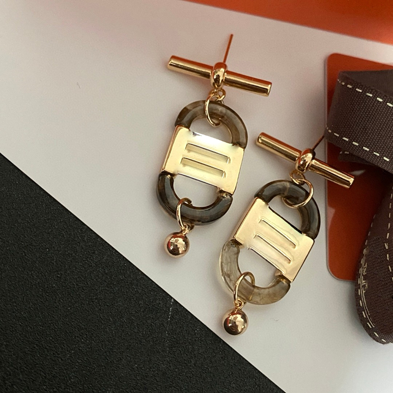 Female Luxury Jewelry Designer Earrings Luxurious Gold And Black Earrings Ear Bands Crystal Jewelry H-Letter Earrings Diamond Earrings Designer L-image-1075746366