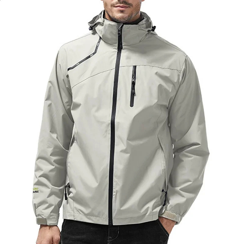 Mens Hoodie Jacket Waterproof Outdoor Windbreaker Thin Hiking Sport Couples Style Large Size 7XL Windproof Coat Parkas 250918