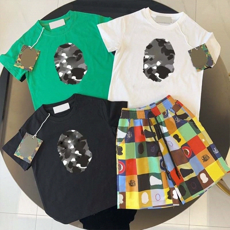 Designer kids Clothing Sets toddler clothes baby T-shirts shorts set children infant boys girls green black white casual summer suit G0z7#-image-1075681333