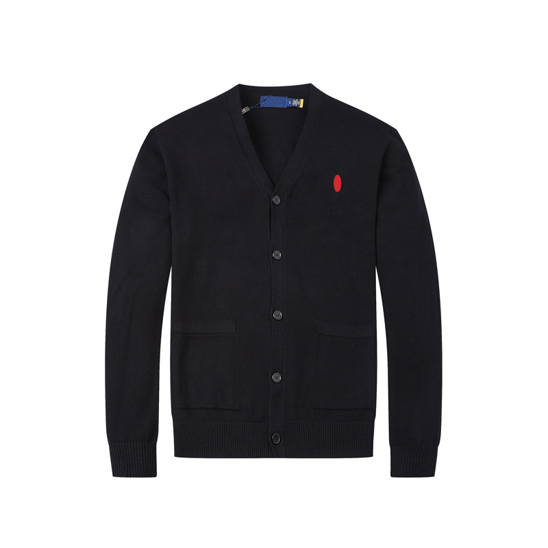 Men's polo Sweaters Small Horse Embroidery Knitted Cardigan Cotton Causal Sweater Open Front Woolen Jacket Horse Long Sleeved Cashmere polo Swe