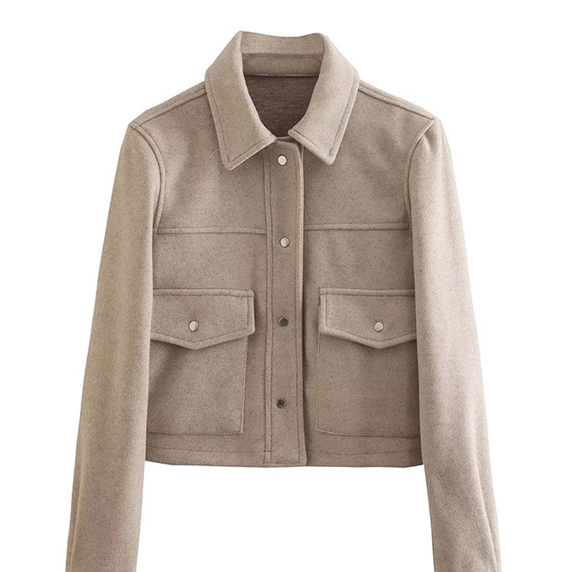 TRAFZA Jackets For Womens Autumn Fashion Solid Front Pockets Button Long Sleeve Jacket Elegant Woman Casual Outerwear Coat250918
