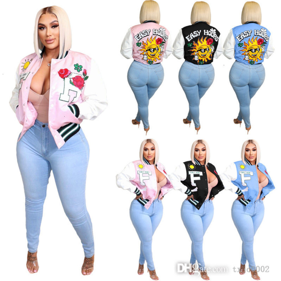 Vestes pour femmes 2026 nouvelle mode positionnement impression bouton-pression décontracté côtelé veste de Baseball 5 couleurs
