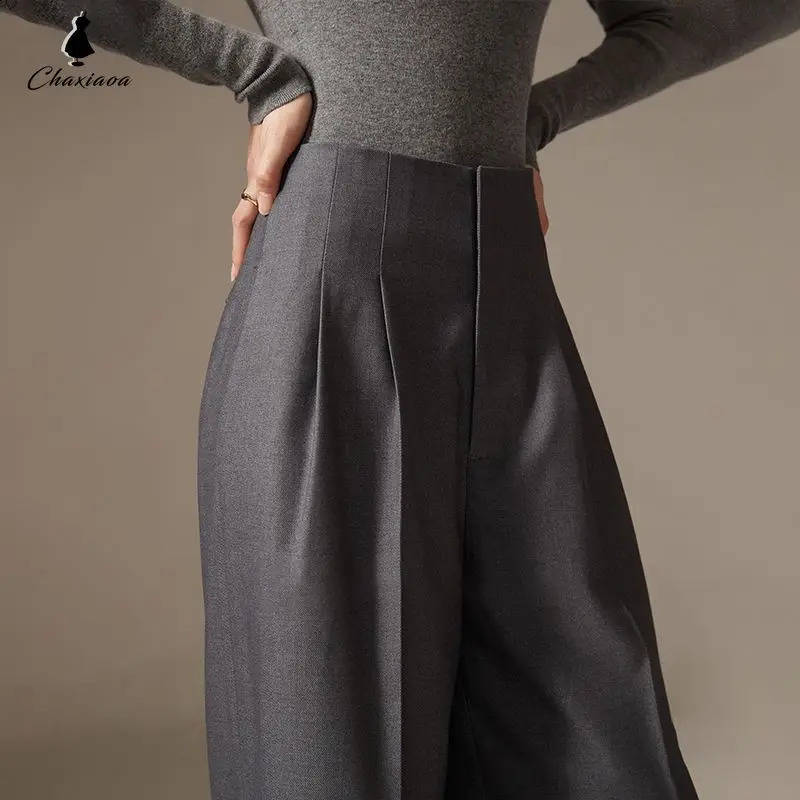 2024 Pantalon de printemps Haute taille à la jambe large effets de drapage